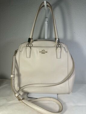 Coach Minetta Ivory Pebbled Leather Satchel with Crossbody Strap 34633